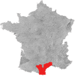 Kort over vinregion Languedoc Syd