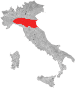 Kort over vinregion Cagnina di Romagna