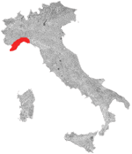 Kort over vinregion Rossese di Dolceacqua