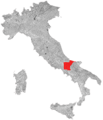 Kort over vinregion Pentro d'Isernia