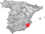 Kort over vinregion Murcia